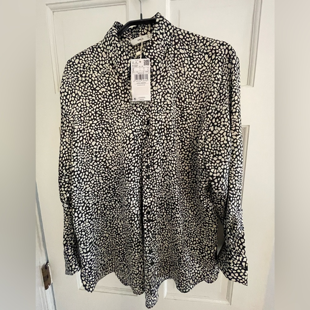 Mango Monochrome Abstract Print Blouse
